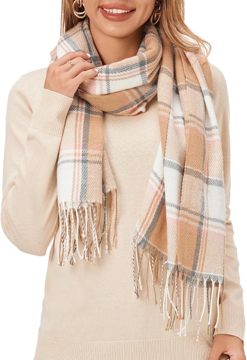 Fuinloth Women's Large Plaid Scarf Fashion Long Shawl Wrap for Winter Warm Lightweight - Image 1